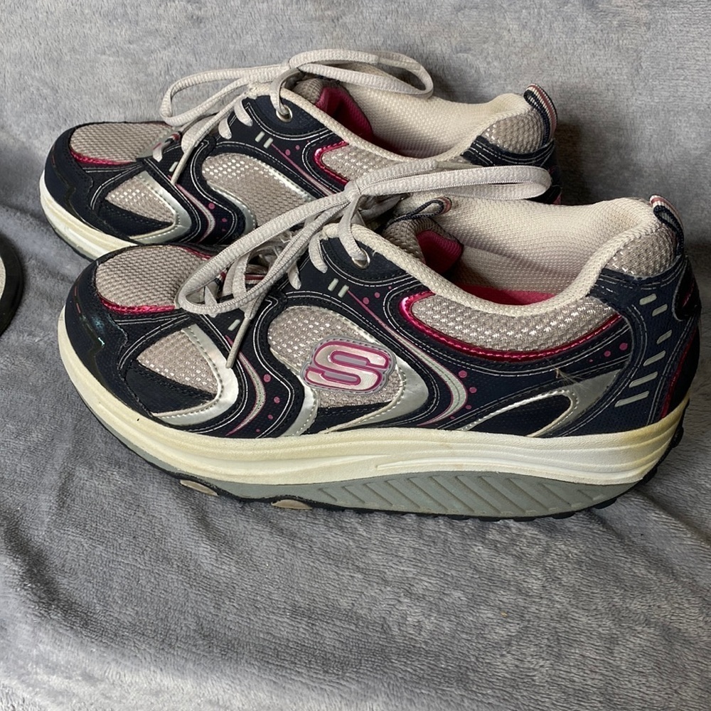 Skechers Shape Ups Y2K Toning Sneakers Navy Pink Gray Size 8.5